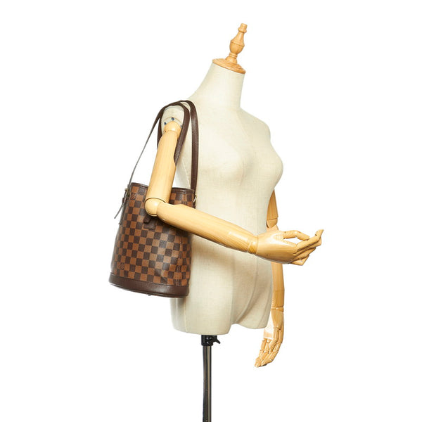 ルイ ヴィトン バケットPM N42240  ブラウン PVC レザー ショルダーバッグ レディース LOUIS VUITTON 中古