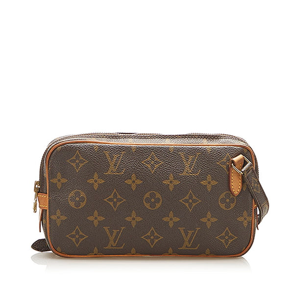 ルイ ヴィトン モノグラム マルリーバンド M51828 ブラウン PVC レザー ショルダーバッグ ユニセックス LOUIS VUITTON 中古