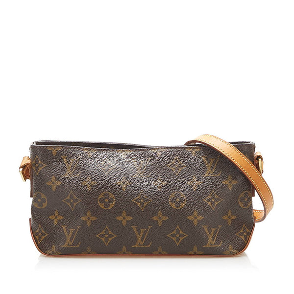 ルイ ヴィトン モノグラム トロター M51240 ブラウン PVC レザー ショルダーバッグ レディース LOUIS VUITTON 中古