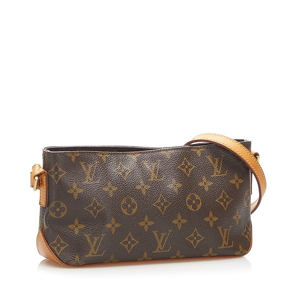 ルイ ヴィトン モノグラム トロター M51240 ブラウン PVC レザー ショルダーバッグ レディース LOUIS VUITTON 中古