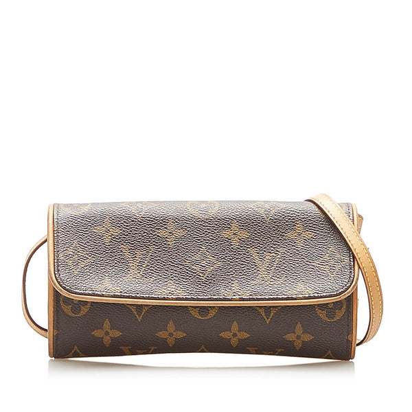 ルイ ヴィトン モノグラム ポシェットツインPM M51854 ブラウン PVC レザー ショルダーバッグ レディース LOUIS VUITTON 中古