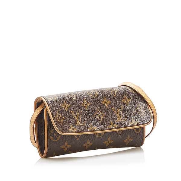 ルイ ヴィトン モノグラム ポシェットツインPM M51854 ブラウン PVC レザー ショルダーバッグ レディース LOUIS VUITTON 中古
