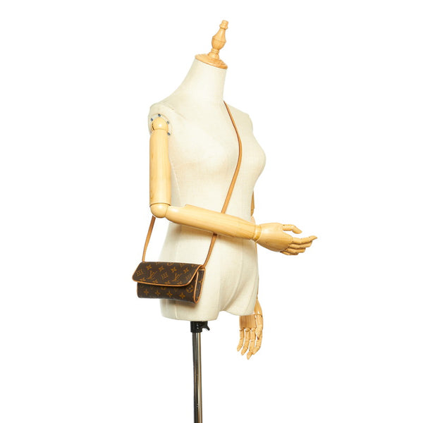 ルイ ヴィトン モノグラム ポシェットツインPM M51854 ブラウン PVC レザー ショルダーバッグ レディース LOUIS VUITTON 中古