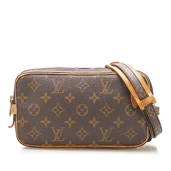 ルイ ヴィトン モノグラム マルリーバンドリエール M51828 ブラウン PVC レザー ショルダーバッグ レディース LOUIS VUITTON 中古