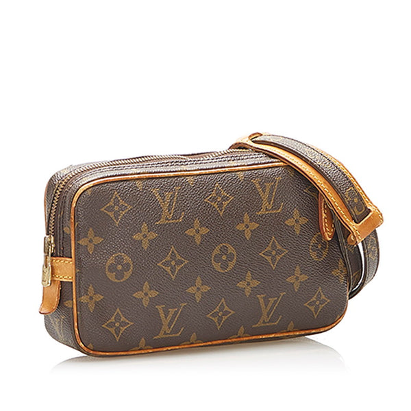 ルイ ヴィトン モノグラム マルリーバンドリエール M51828 ブラウン PVC レザー ショルダーバッグ レディース LOUIS VUITTON 中古