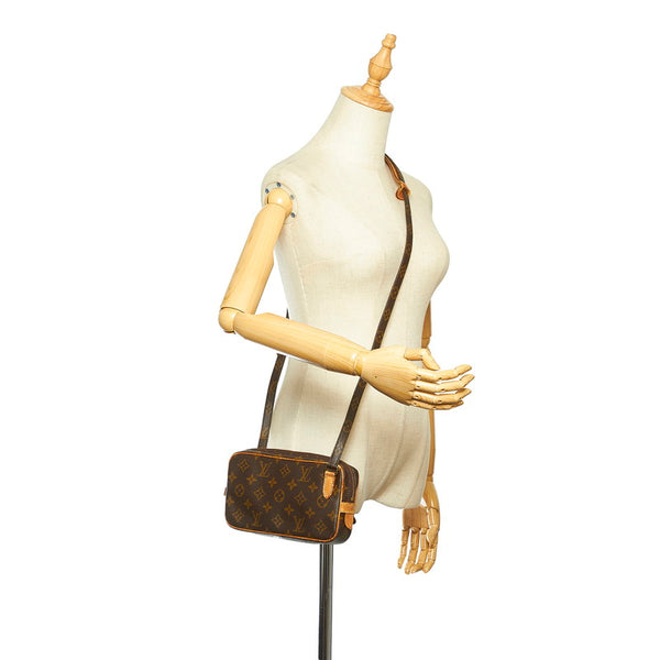 ルイ ヴィトン モノグラム マルリーバンドリエール M51828 ブラウン PVC レザー ショルダーバッグ レディース LOUIS VUITTON 中古
