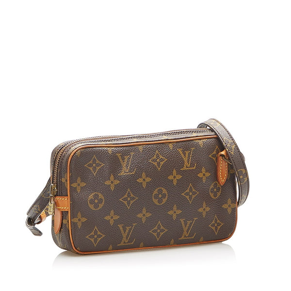 ルイ ヴィトン モノグラム マルリーバンドリエール M51828 ブラウン PVC レザー ショルダーバッグ レディース LOUIS VUITTON 中古