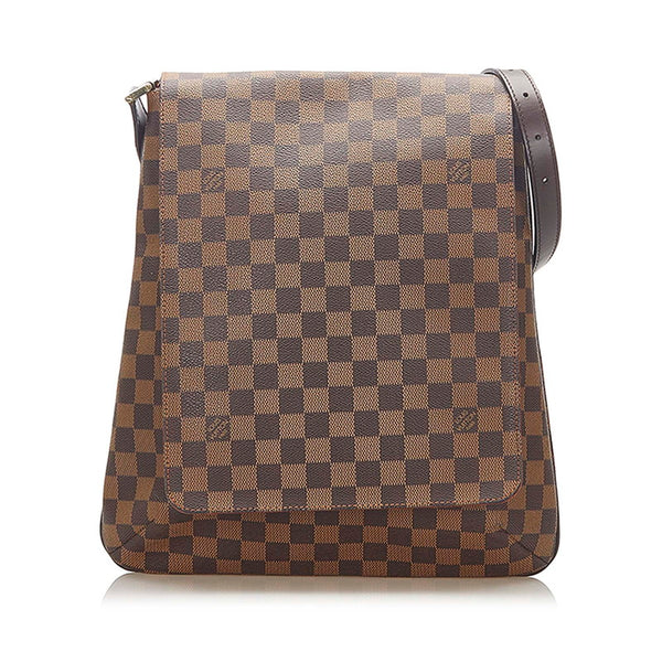 ルイ ヴィトン ダミエ ミュゼットロング N51302  ブラウン PVC レザー ショルダーバッグ レディース LOUIS VUITTON 中古