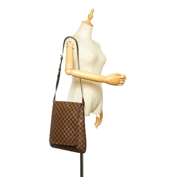 ルイ ヴィトン ダミエ ミュゼットロング N51302  ブラウン PVC レザー ショルダーバッグ レディース LOUIS VUITTON 中古