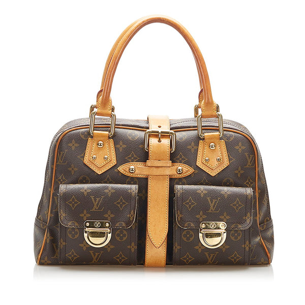ルイ ヴィトン モノグラム マンハッタンGM M40025 ブラウン PVC レザー ハンドバッグ レディース LOUIS VUITTON 中古