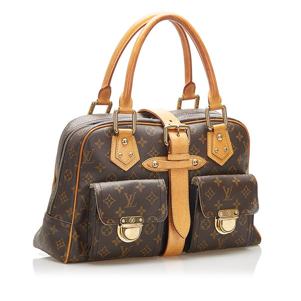 ルイ ヴィトン モノグラム マンハッタンGM M40025 ブラウン PVC レザー ハンドバッグ レディース LOUIS VUITTON 中古