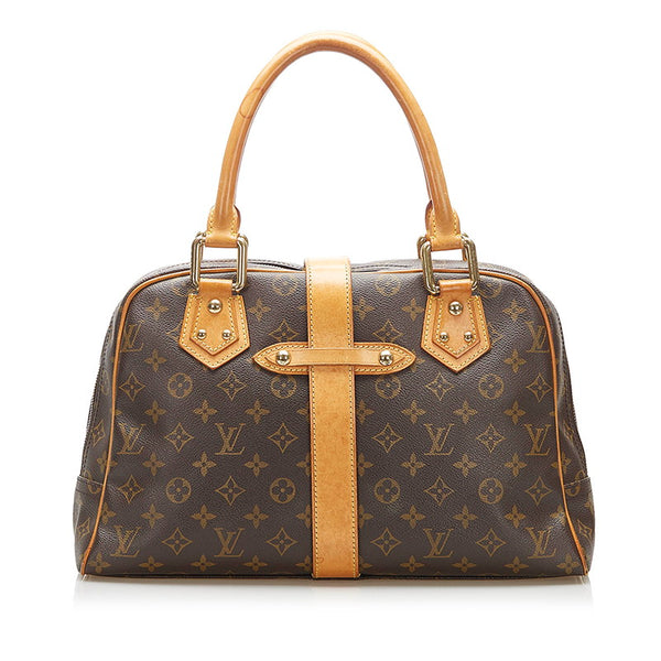 ルイ ヴィトン モノグラム マンハッタンGM M40025 ブラウン PVC レザー ハンドバッグ レディース LOUIS VUITTON 中古