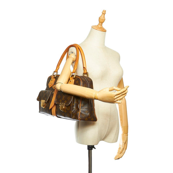 ルイ ヴィトン モノグラム マンハッタンGM M40025 ブラウン PVC レザー ハンドバッグ レディース LOUIS VUITTON 中古