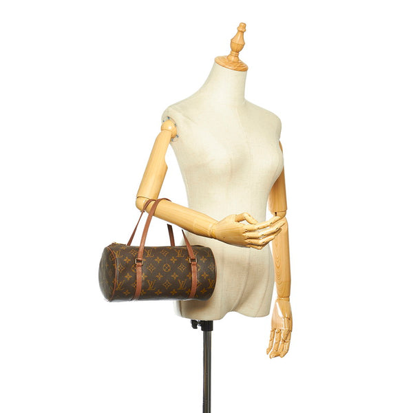 ルイ ヴィトン モノグラム パピヨン M51386  ブラウン PVC レザー ハンドバッグ レディース LOUIS VUITTON 中古