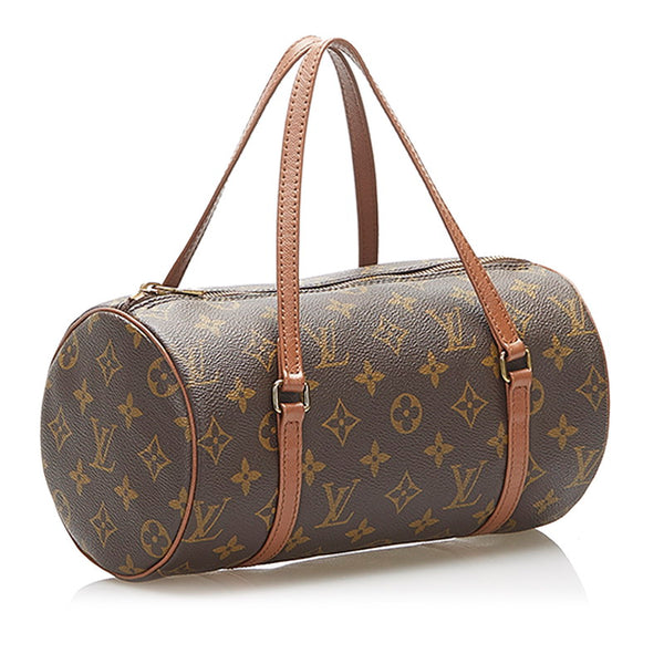 ルイ ヴィトン モノグラム パピヨン M51386  ブラウン PVC レザー ハンドバッグ レディース LOUIS VUITTON 中古