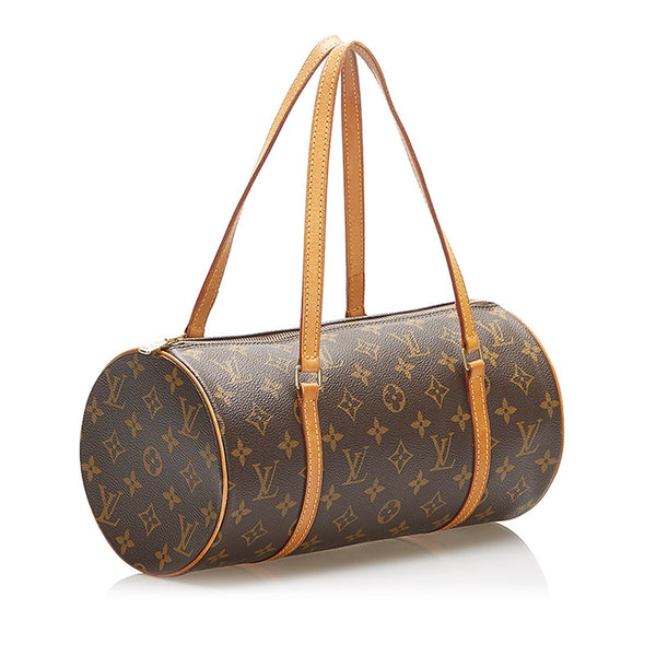 ルイ ヴィトン モノグラム パピヨン30 M51385 ブラウン PVC レザー ハンドバッグ レディース LOUIS VUITTON 中古