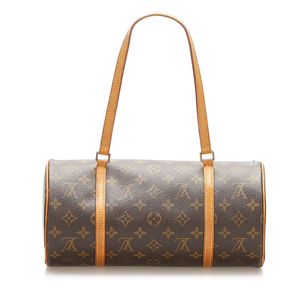 ルイ ヴィトン モノグラム パピヨン30 M51385 ブラウン PVC レザー ハンドバッグ レディース LOUIS VUITTON 中古