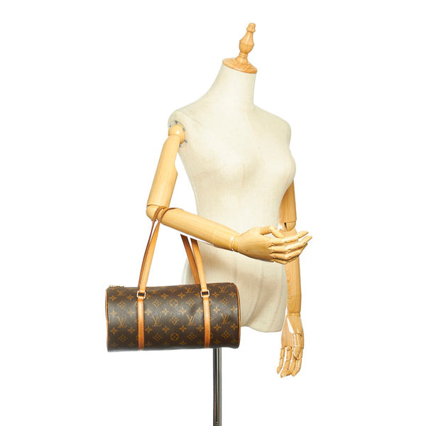 ルイ ヴィトン モノグラム パピヨン30 M51385 ブラウン PVC レザー ハンドバッグ レディース LOUIS VUITTON 中古