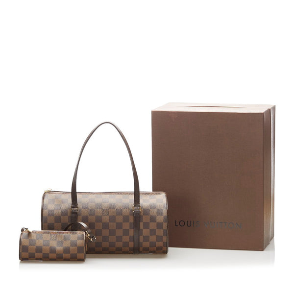 ルイ ヴィトン ダミエ パピヨン N51303 ブラウン PVC レザー 肩掛け ショルダーバッグ レディース LOUIS VUITTON 中古