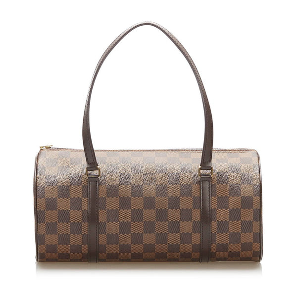 ルイ ヴィトン ダミエ パピヨン N51303 ブラウン PVC レザー 肩掛け ショルダーバッグ レディース LOUIS VUITTON 中古