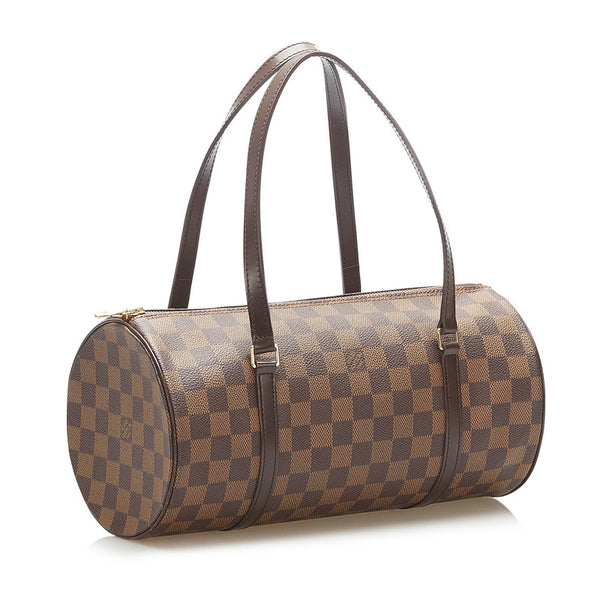 ルイ ヴィトン ダミエ パピヨン N51303 ブラウン PVC レザー 肩掛け ショルダーバッグ レディース LOUIS VUITTON 中古
