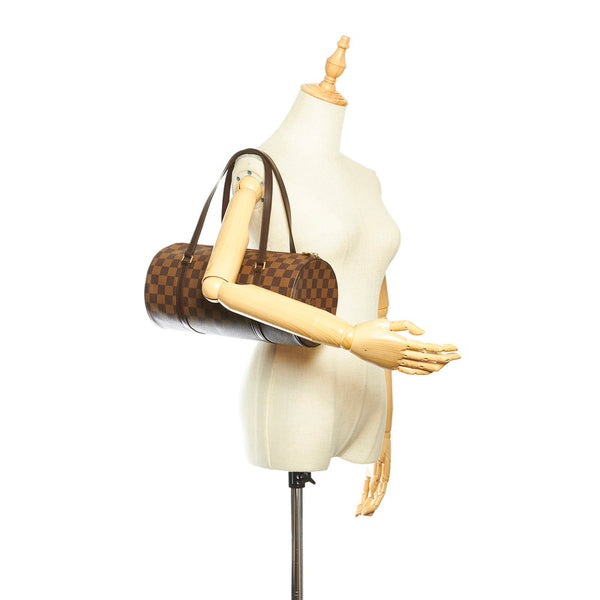 ルイ ヴィトン ダミエ パピヨン N51303 ブラウン PVC レザー 肩掛け ショルダーバッグ レディース LOUIS VUITTON 中古
