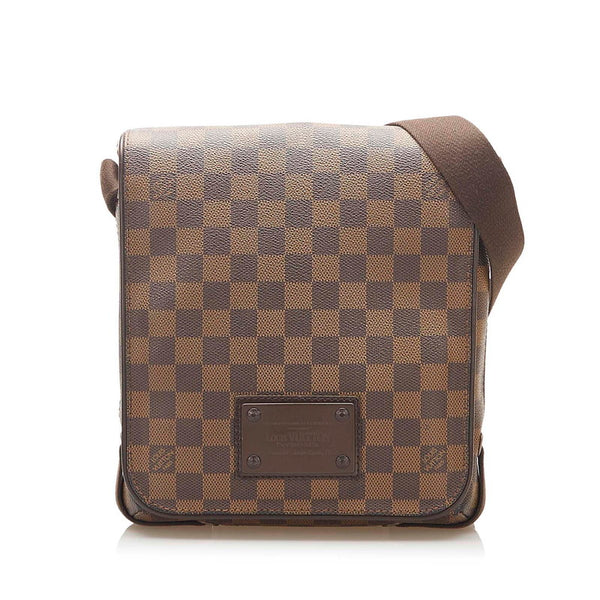 ルイ ヴィトン ダミエ ブルックリンPM N51210 ブラウン PVC レザー 斜め掛け ショルダーバッグ メンズ LOUIS VUITTON 中古