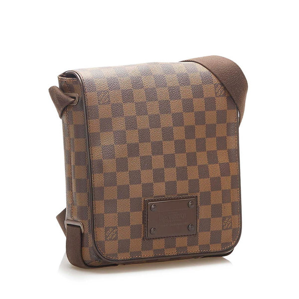 ルイ ヴィトン ダミエ ブルックリンPM N51210 ブラウン PVC レザー 斜め掛け ショルダーバッグ メンズ LOUIS VUITTON 中古