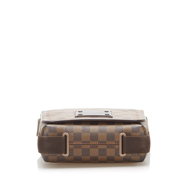 ルイ ヴィトン ダミエ ブルックリンPM N51210 ブラウン PVC レザー 斜め掛け ショルダーバッグ メンズ LOUIS VUITTON 中古