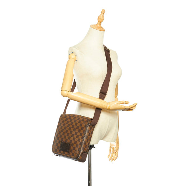 ルイ ヴィトン ダミエ ブルックリンPM N51210 ブラウン PVC レザー 斜め掛け ショルダーバッグ メンズ LOUIS VUITTON 中古