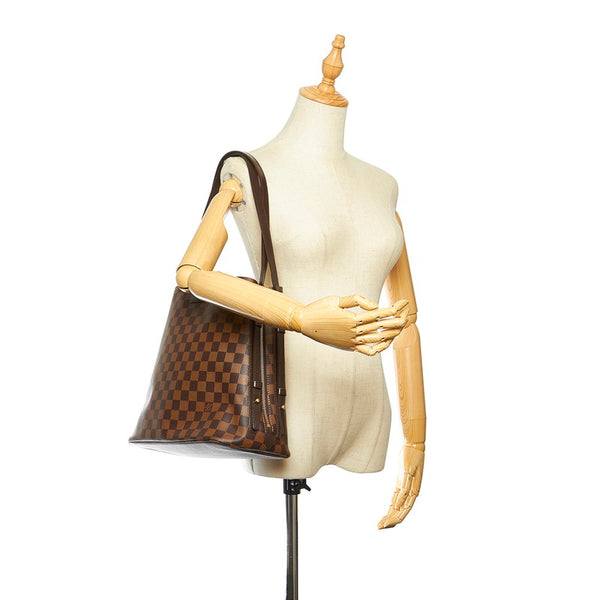 ルイ ヴィトン ダミエ カバ リヴィントン N41108 ブラウン PVC レザー ショルダーバッグ レディース LOUIS VUITTON 中古