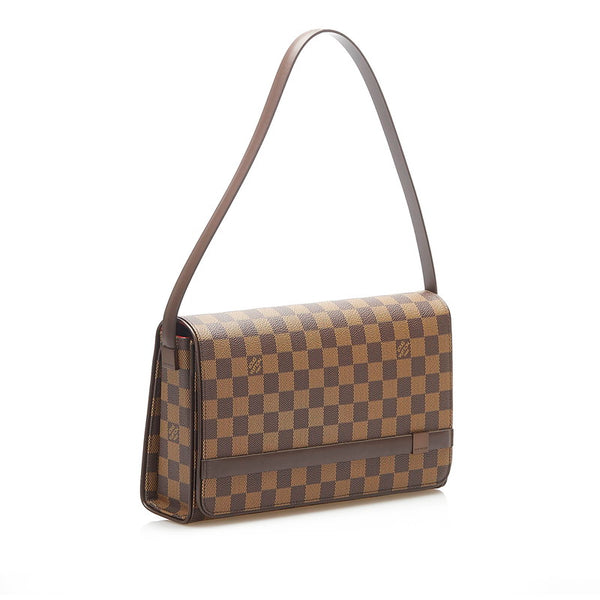 ルイ ヴィトン ダミエ トライベッカ ロン N51160 ブラウン PVC レザー ショルダーバッグ レディース LOUIS VUITTON 中古