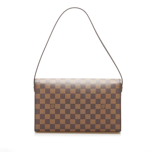 ルイ ヴィトン ダミエ トライベッカ ロン N51160 ブラウン PVC レザー ショルダーバッグ レディース LOUIS VUITTON 中古