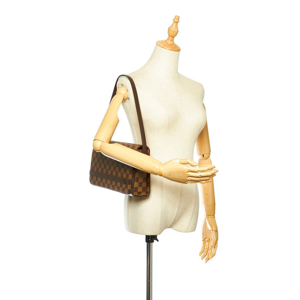 ルイ ヴィトン ダミエ トライベッカ ロン N51160 ブラウン PVC レザー ショルダーバッグ レディース LOUIS VUITTON 中古
