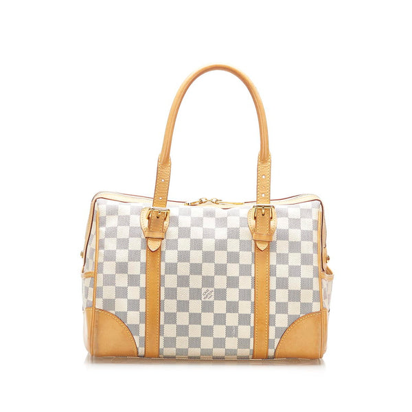 ルイ ヴィトン ダミエ アズール バークレー  N52001 ホワイト PVC レザー トートバッグ レディース LOUIS VUITTON 中古