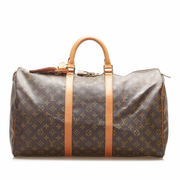 ルイ ヴィトン モノグラム キーポル 50 M41426 ブラウン PVC レザー ボストンバッグ レディース LOUIS VUITTON 中古