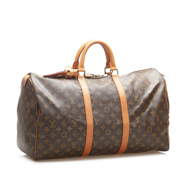 ルイ ヴィトン モノグラム キーポル 50 M41426 ブラウン PVC レザー ボストンバッグ レディース LOUIS VUITTON 中古