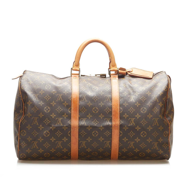 ルイ ヴィトン モノグラム キーポル 50 M41426 ブラウン PVC レザー ボストンバッグ レディース LOUIS VUITTON 中古