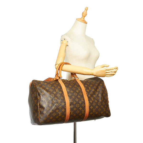 ルイ ヴィトン モノグラム キーポル 50 M41426 ブラウン PVC レザー ボストンバッグ レディース LOUIS VUITTON 中古