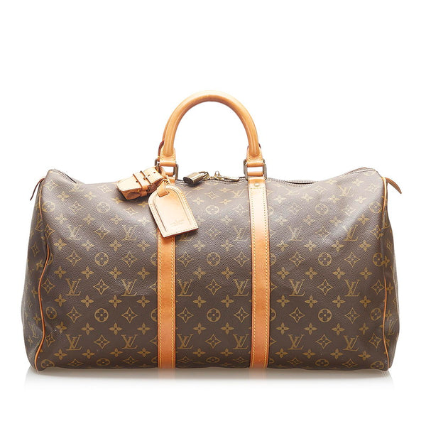 ルイ ヴィトン モノグラム キーポル 50 M41426 ブラウン PVC レザー ボストンバッグ レディース LOUIS VUITTON 中古