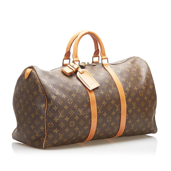 ルイ ヴィトン モノグラム キーポル 50 M41426 ブラウン PVC レザー ボストンバッグ レディース LOUIS VUITTON 中古