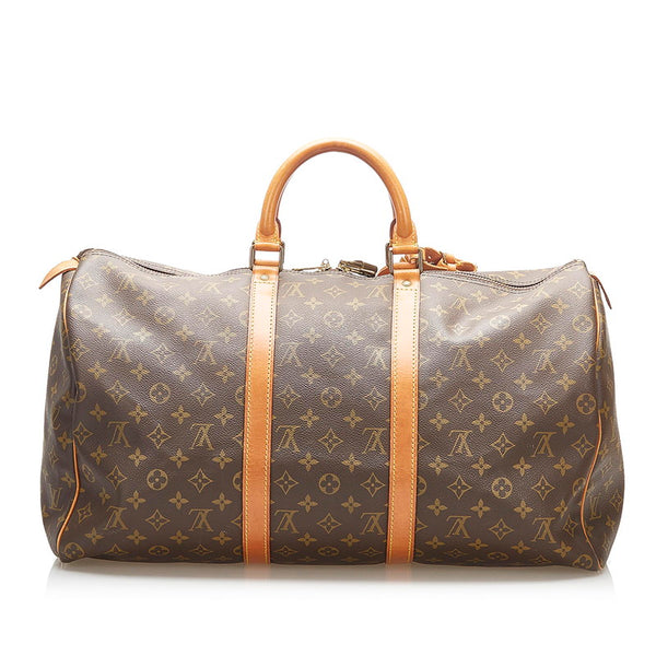 ルイ ヴィトン モノグラム キーポル 50 M41426 ブラウン PVC レザー ボストンバッグ レディース LOUIS VUITTON 中古
