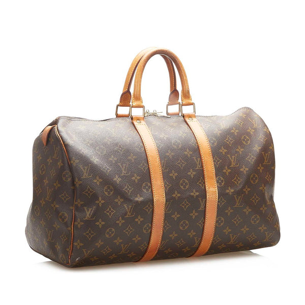 ルイ ヴィトン モノグラム キーポル 45 M41428 ブラウン PVC レザー ボストンバッグ レディース LOUIS VUITTON 中古