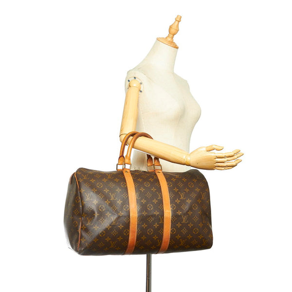 ルイ ヴィトン モノグラム キーポル 45 M41428 ブラウン PVC レザー ボストンバッグ レディース LOUIS VUITTON 中古