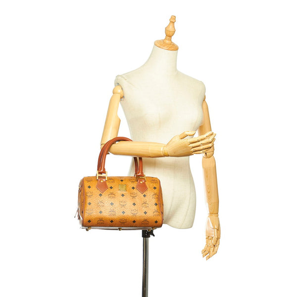 エム シー エム キャメル レザー ボストンバッグ レディース MCM 中古