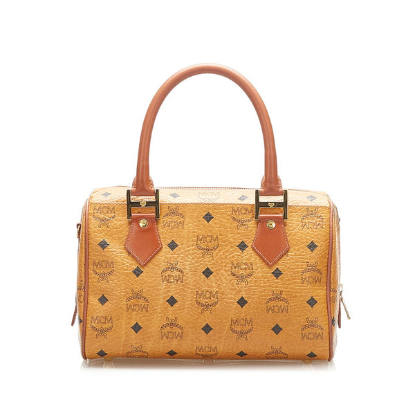 エム シー エム キャメル レザー ボストンバッグ レディース MCM 中古