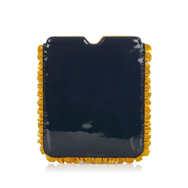 ミュウミュウ リボン 5ARE43 ネイビー イエロー パテントレザー  iPadケース タブレットケース レディース MIUMIU 中古