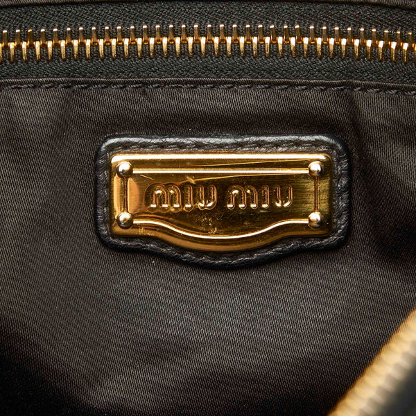ミュウミュウ RR1300 ブラック レザー ハンドバッグ ショルダーバッグ 2WAY レディース MIUMIU 【中古】