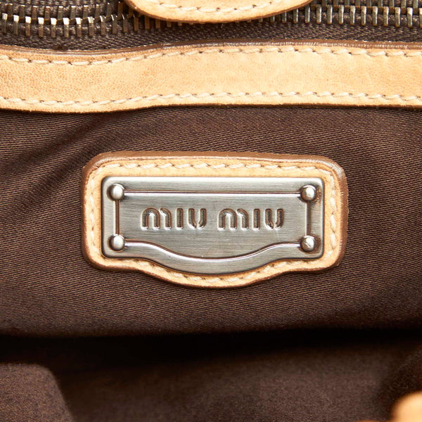 ミュウミュウ ベージュ レザー ハンドバッグ ショルダーバッグ 2WAY レディース MIUMIU 【中古】