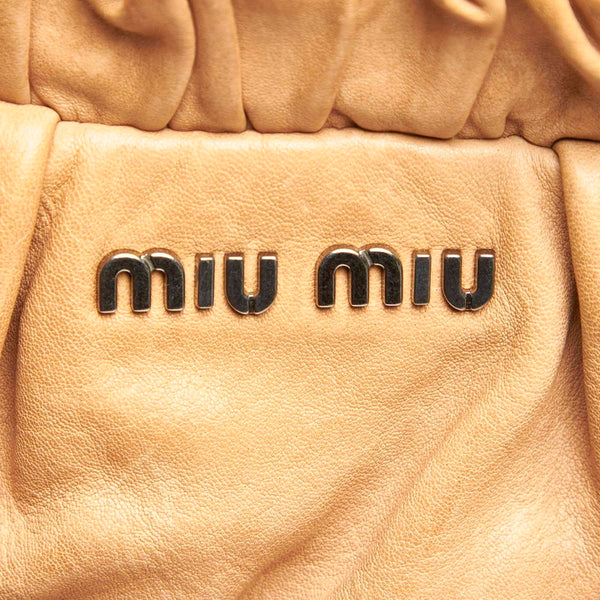 ミュウミュウ ベージュ レザー ハンドバッグ ショルダーバッグ 2WAY レディース MIUMIU 【中古】